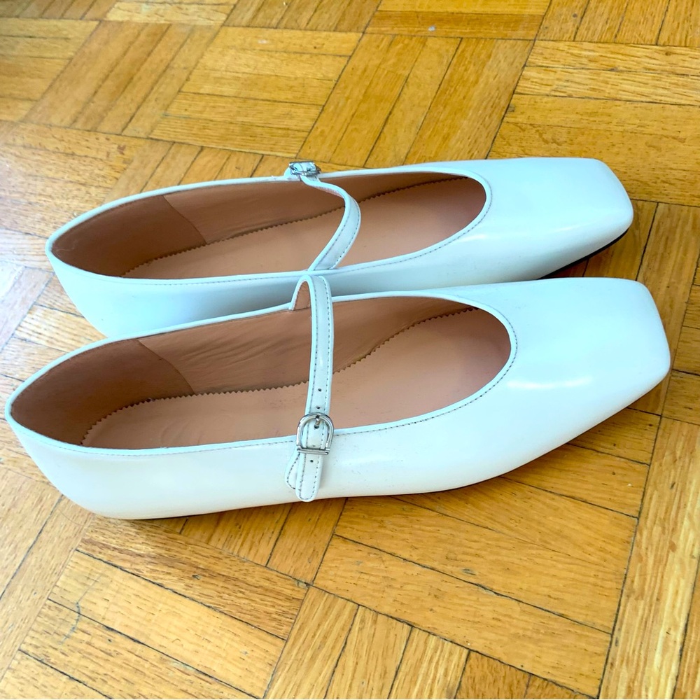 J. Crew White Leather Mary Jane Flats